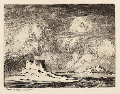 George Elbert Burr (1859-1939) artwork for sale. Arizona Storm (Landscape with Desert and Storm Clouds), Print, circa 1925, Denver, Colorado, Art Gallery)
