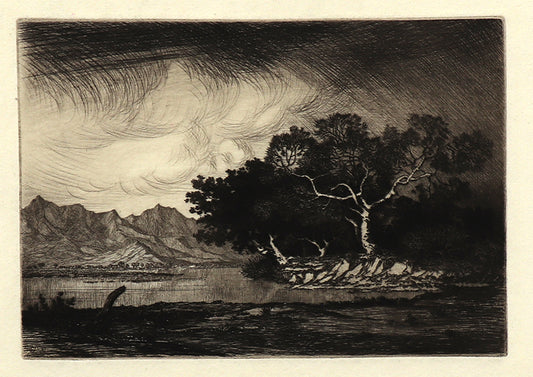 George Elbert Burr (1859-1939) artwork for sale. Gila River and Estrella Mountains, Arizona (Landscape with River and Mountains), Print, circa 1925, Denver, Colorado, Art Gallery)