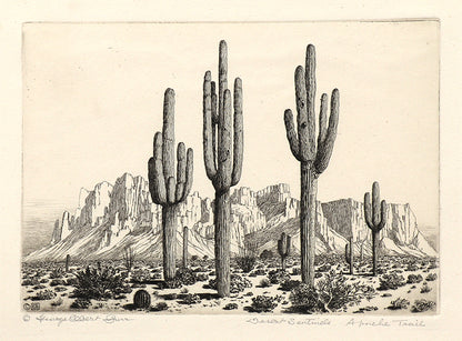 George Elbert Burr (1859-1939) artwork for sale. Desert Sentinels, Apache Trail (Arizona), Print, circa 1925, Denver, Colorado, Art Gallery)