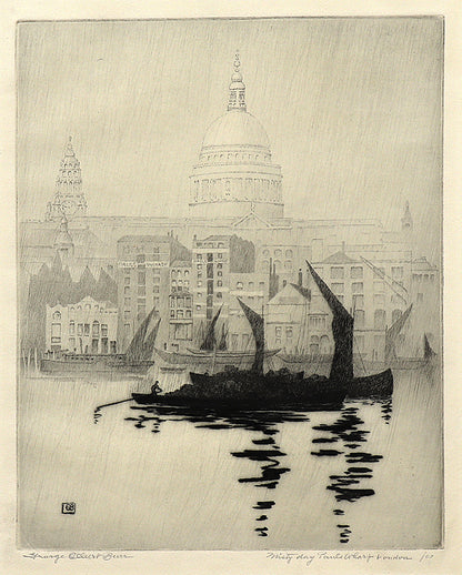 George Elbert Burr (1859-1939) artwork for sale. Misty Day, Paul's Wharf, London, Print, circa 1905, Denver, Colorado, Art Gallery)