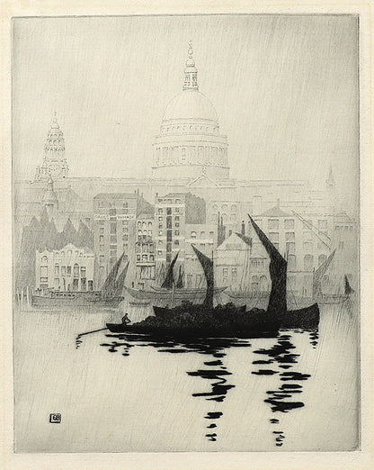George Elbert Burr (1859-1939) artwork for sale. Misty Day, Paul's Wharf, London, Print, circa 1905, Denver, Colorado, Art Gallery)