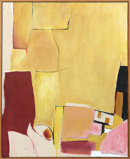 Mesa Verde (Abstract in Gold, Burgundy, Pink, and Ochre), Painting, 1988