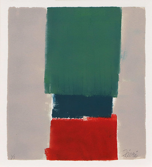Wilma Fiori (1929-2019) artwork for sale. Untitled (Abstract in Gray, Red, Blue, Green 1/1), Print, Denver, Colorado, Art Gallery)