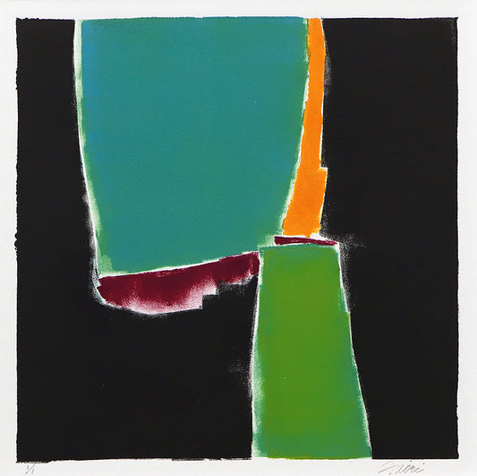 Wilma Fiori (1929-2019) artwork for sale. Untitled (Abstract Black, Cyan, Purple, Orange, and Green), Print, circa 1990-2005, Denver, Colorado, Art Gallery)