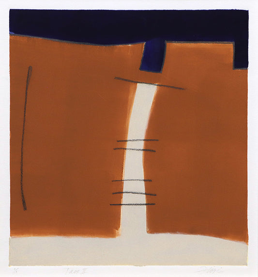 Wilma Fiori (1929-2019) artwork for sale. Taos II (Composition with Umber, Blue, and Cream), Print, circa 1990-2005, Denver, Colorado, Art Gallery)
