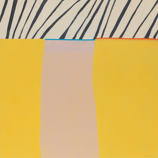 Wilma Fiori (1929-2019) artwork for sale. Yellow Series #5 (Abstract in Yellow, Pink, White, and Black), Painting, 2006, Denver, Colorado, Art Gallery)
