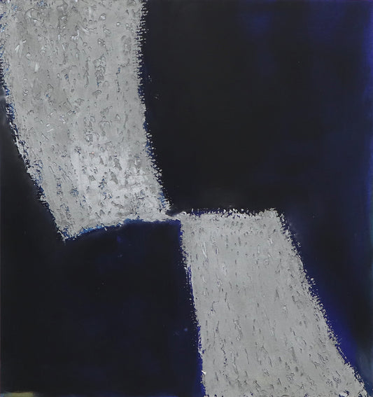 Wilma Fiori (1929-2019) artwork for sale. Untitled (Black and Blue Abstract with Grey Textured Shapes), Print, circa 1990-2005, Denver, Colorado, Art Gallery)