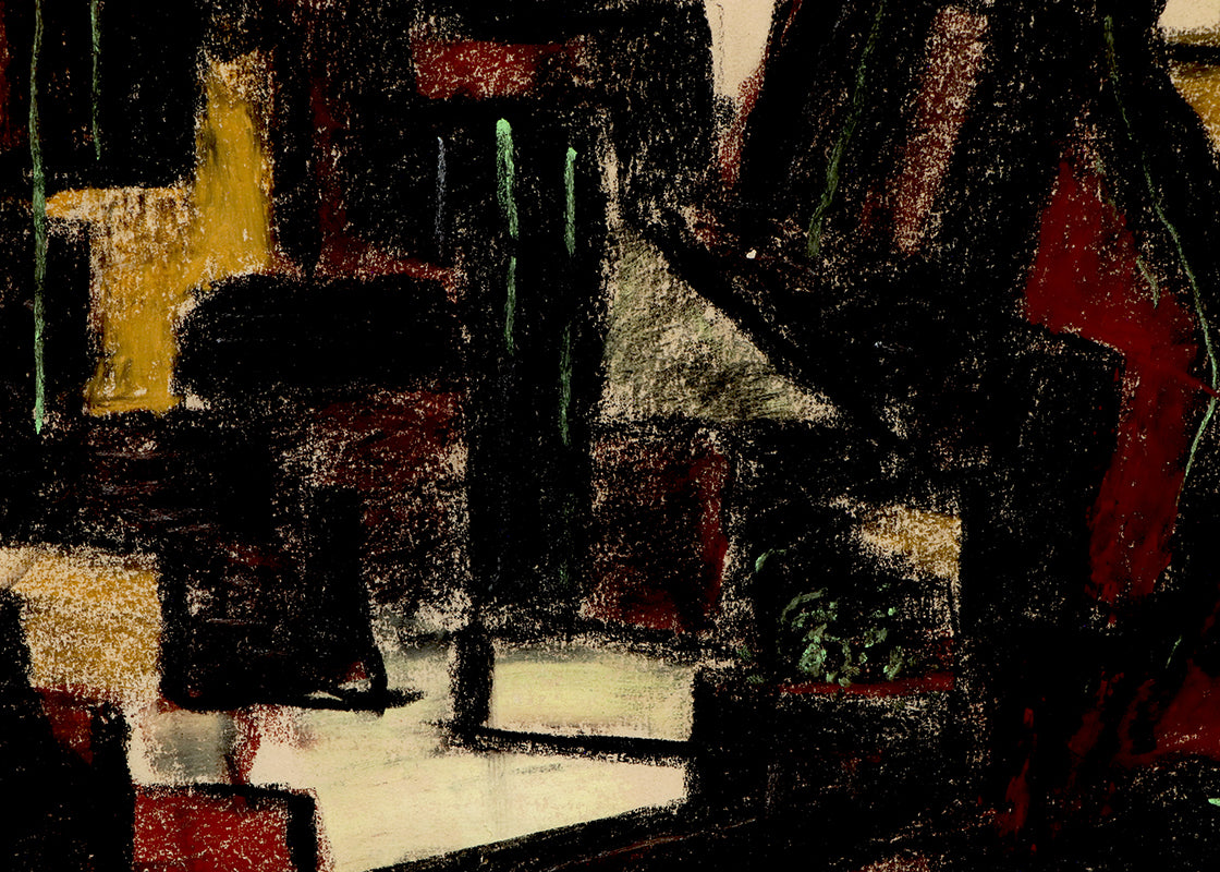 Waterfall (Abstract Composition in Black, Brown, and Beige), Painting