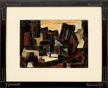 Waterfall (Abstract Composition in Black, Brown, and Beige), Painting