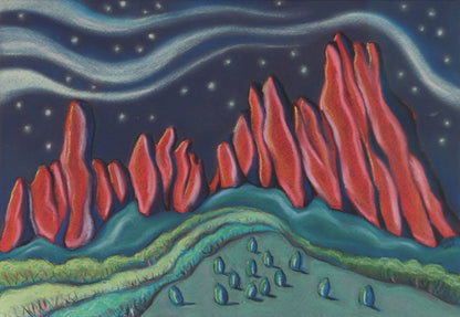 Sushe Felix (20th/21st century) artwork for sale. Garden of the Gods (Colorado, Nighttime), Painting, 1987, Denver, Colorado, Art Gallery)