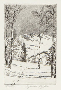 Winter (Mountain Landscape with Chapel in Snow, Estes Park, Colorado), Print