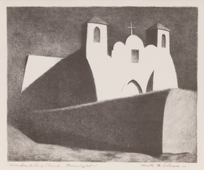Kenneth Adams (1897-1966) artwork for sale. Ranchos de Taos Church - Moonlight, Print, 1950, Denver, Colorado, Art Gallery)