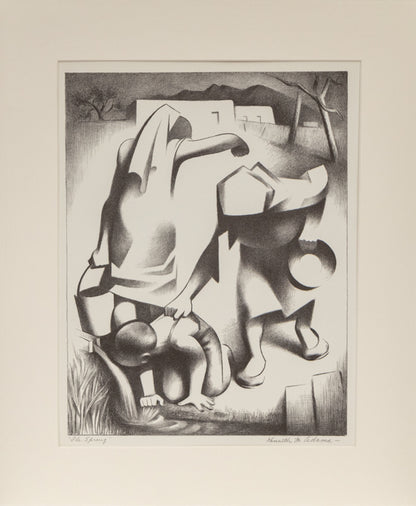 The Spring (Abstracted Figures Retrieve Water From A Spring), Print