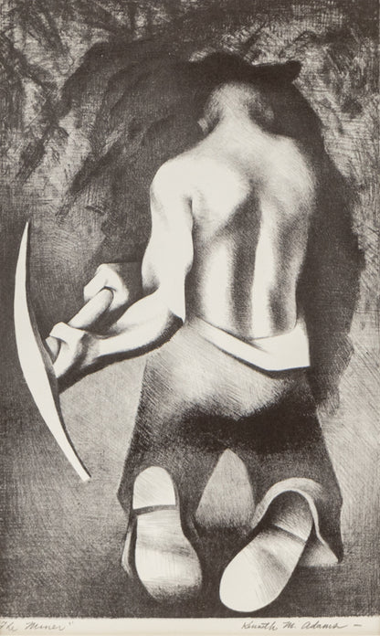 Kenneth Adams (1897-1966) artwork for sale. The Miner (Miner Tunneling with Pick Axe), Print, 1950, Denver, Colorado, Art Gallery)