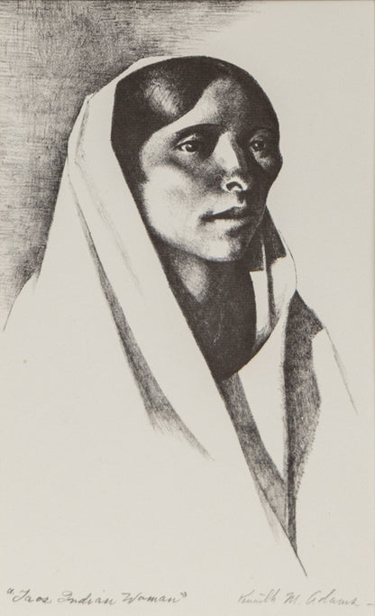Kenneth Adams (1897-1966) artwork for sale. Taos Indian Woman, Print, 1950, Denver, Colorado, Art Gallery)