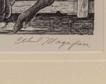 Riding the Brahmas (Man Riding a Bull), Print