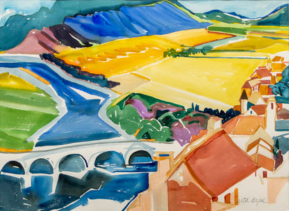 Rita Derjue (1934-2020) artwork for sale. Dordogne River (France), Painting, 1995, Denver, Colorado, Art Gallery)