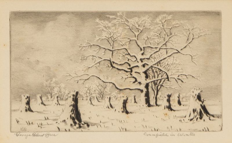 George Elbert Burr (1859-1939) artwork for sale. Cornfield in Winter (Snowy Landscape with Cornstalks and Trees), Print, Denver, Colorado, Art Gallery)