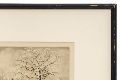 Cornfield in Winter (Snowy Landscape with Cornstalks and Trees), Print
