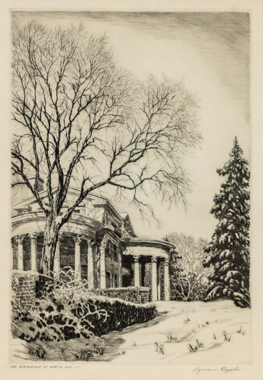 Lyman Byxbe (1886-1980) artwork for sale. Birthplace of Arbor Day (Winter Landscape with Arbor Lodge), Print, circa 1930, Denver, Colorado, Art Gallery)