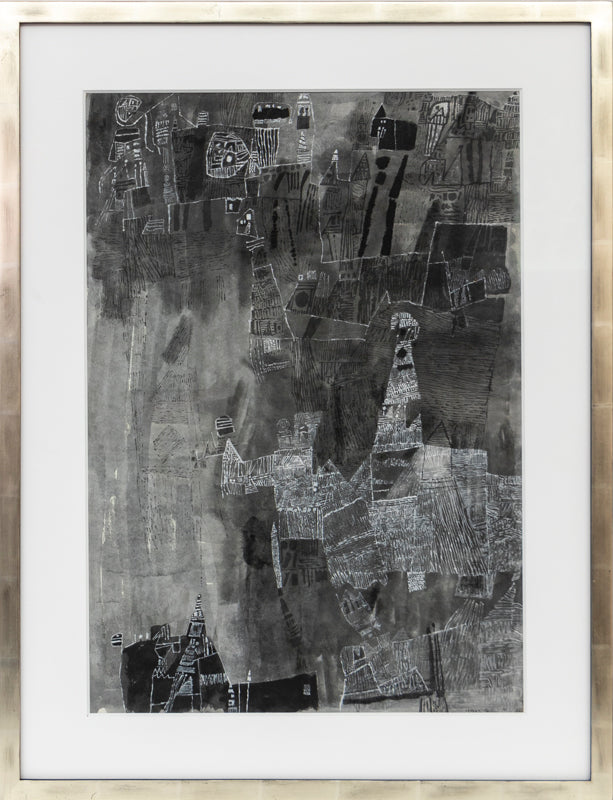 Untitled (Abstract monochrome composition in Black and White), Painting, 1985