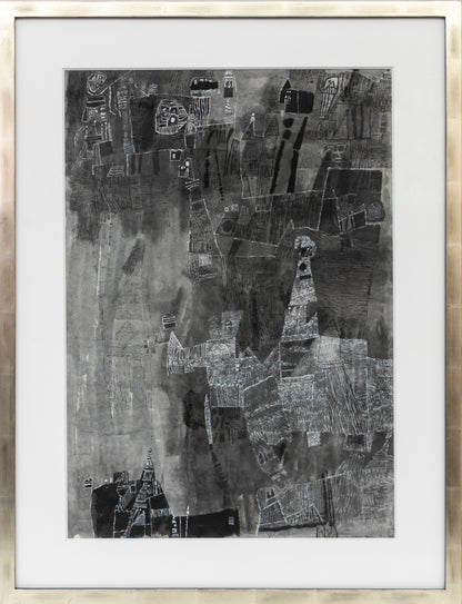 Untitled (Abstract monochrome composition in Black and White), Painting, 1985