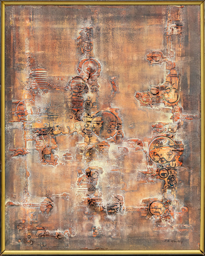 Transfiguration (Abstract composition in Beige, Yellow, and Rust), Painting, circa 1960-1970
