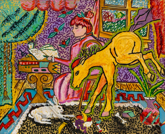 Rainy Day, Mixed Media Painting, 1988