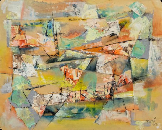 Charles Bunnell (1897-1968) artwork for sale. Untitled (Abstract in Orange, Yellow, and Green), Painting, 1955, Denver, Colorado, Art Gallery)
