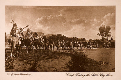 Joseph Dixon (1856-1926) artwork for sale. Chiefs Fording the Little Big Horn, Photogravure, copyright 1913, Denver, Colorado, Art Gallery)