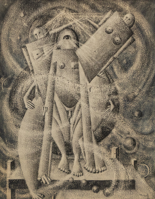 Charles Bunnell (1897-1968) artwork for sale. Birth of Mind (Black & Blue Series), Drawing, 1941, Denver, Colorado, Art Gallery)